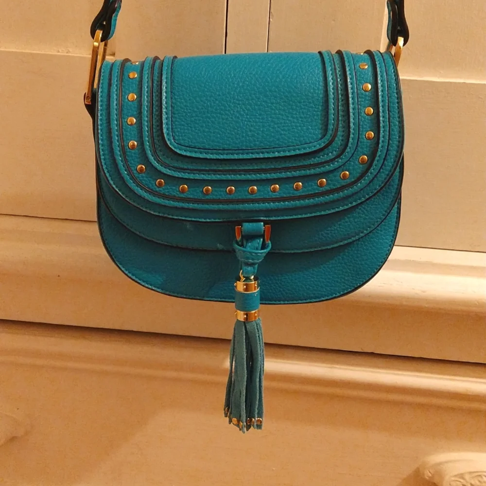 Aqua and black crossbody bag - Picture 1 of 11